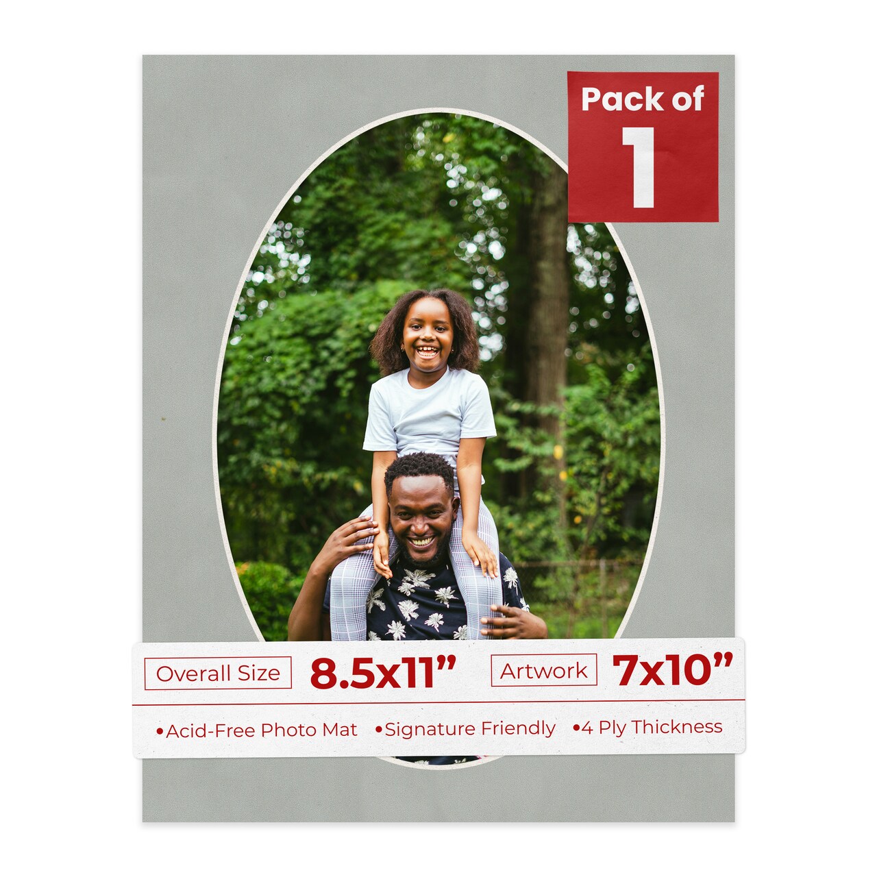 Light Grey Suede Mat Board for 8.5x11 Frames - Oval Opening for 7x10 Photos